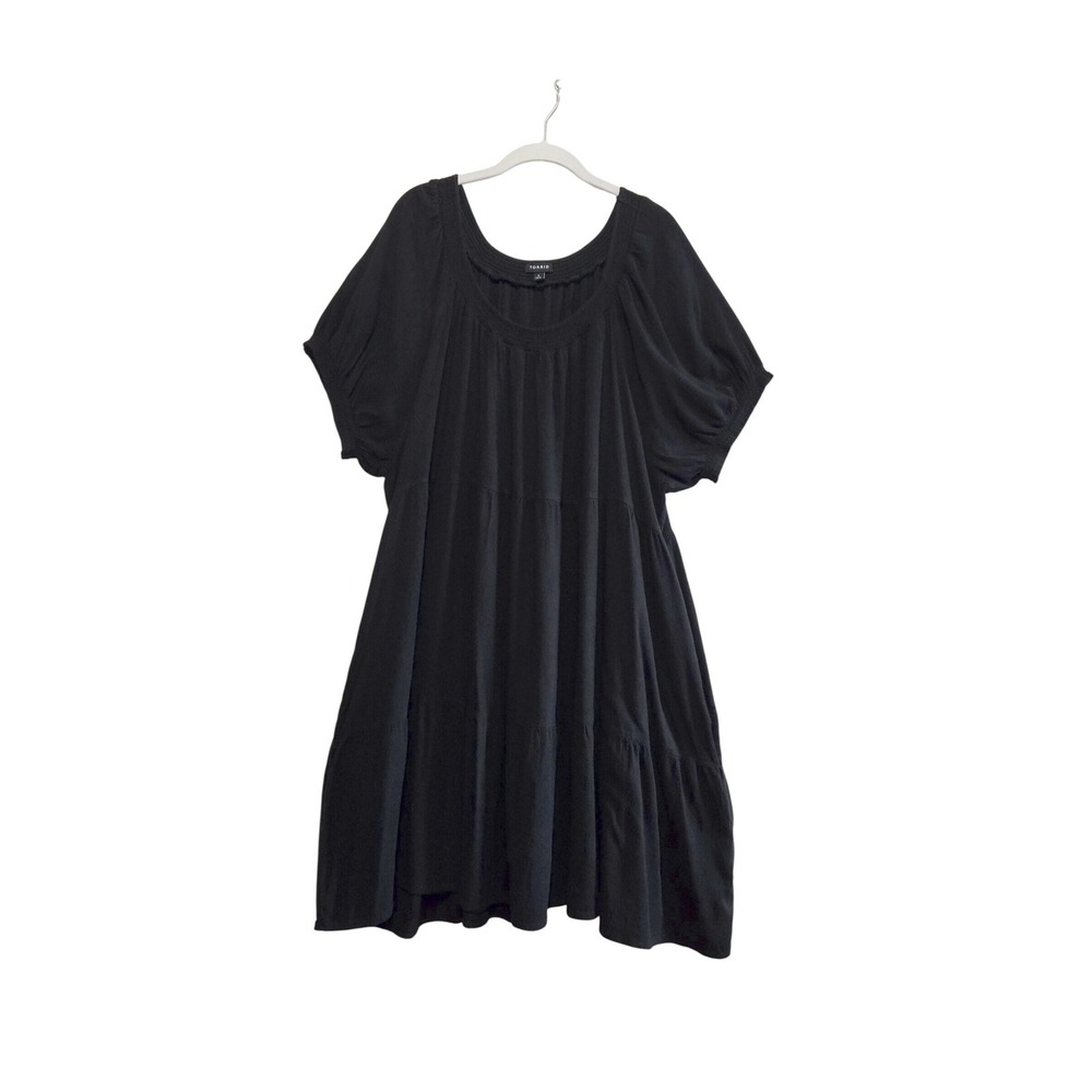 Torrid,Women's Black Tiered Babydoll Dress Scoop Neck Puff Sleeve, Size‎ 4
